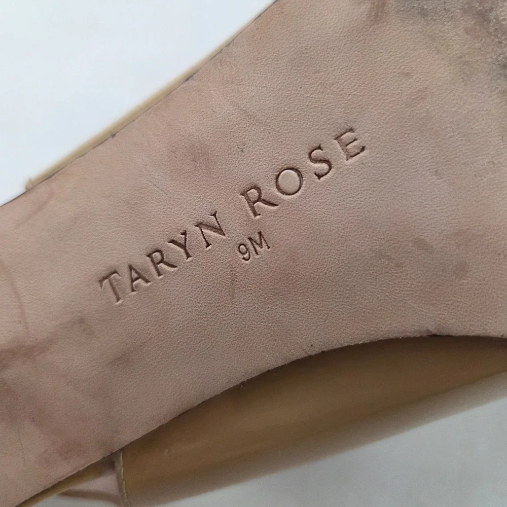 Taryn Rose Slingback Heels Womens 9 M Tan Patent Leather Quiet Luxury Classic